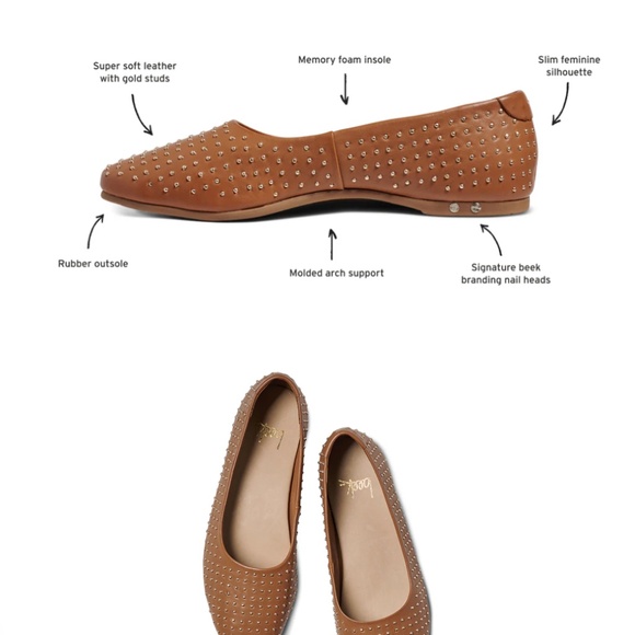 Beek Swiftlet Stud Ballet Slipper TAN - Picture 3 of 10